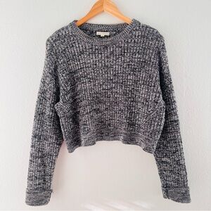 Pacsun LA Hearts Grey Cropped Sweater Crew Neck Boxy Knit Casual Cozy Winter S